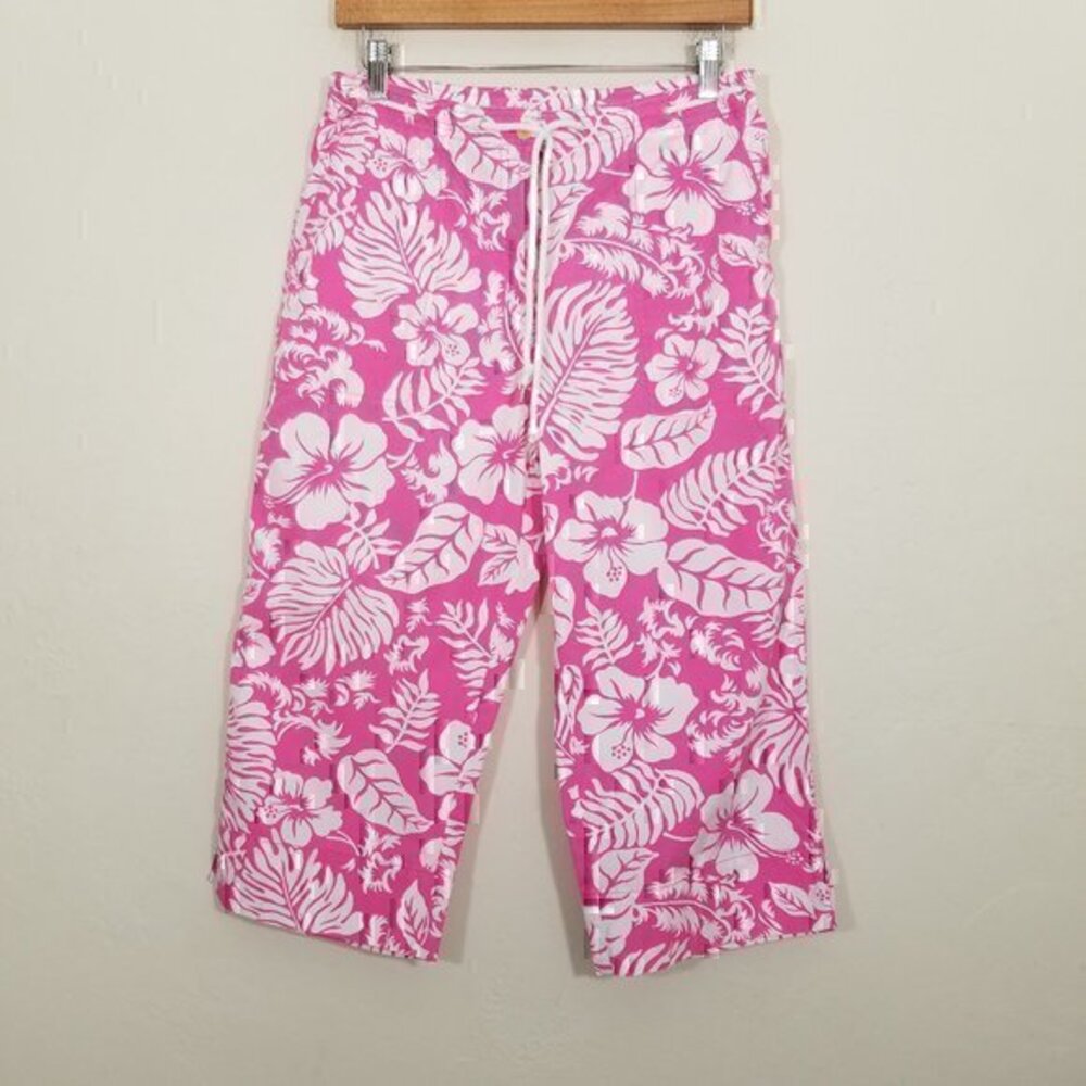 Lauren Ralph Lauren Floral Tropical Capri Pants Beach Summer Pink Size 10P